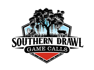 Logo of Southern Drawl Game Calls with trees, animals, and a red and black design.