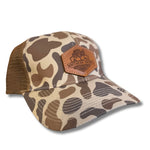 Old School Camo Leather Patch Hat